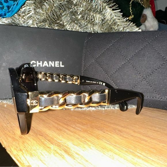 CHANEL Accessories - Chanel Chain & Leather Sunglasses